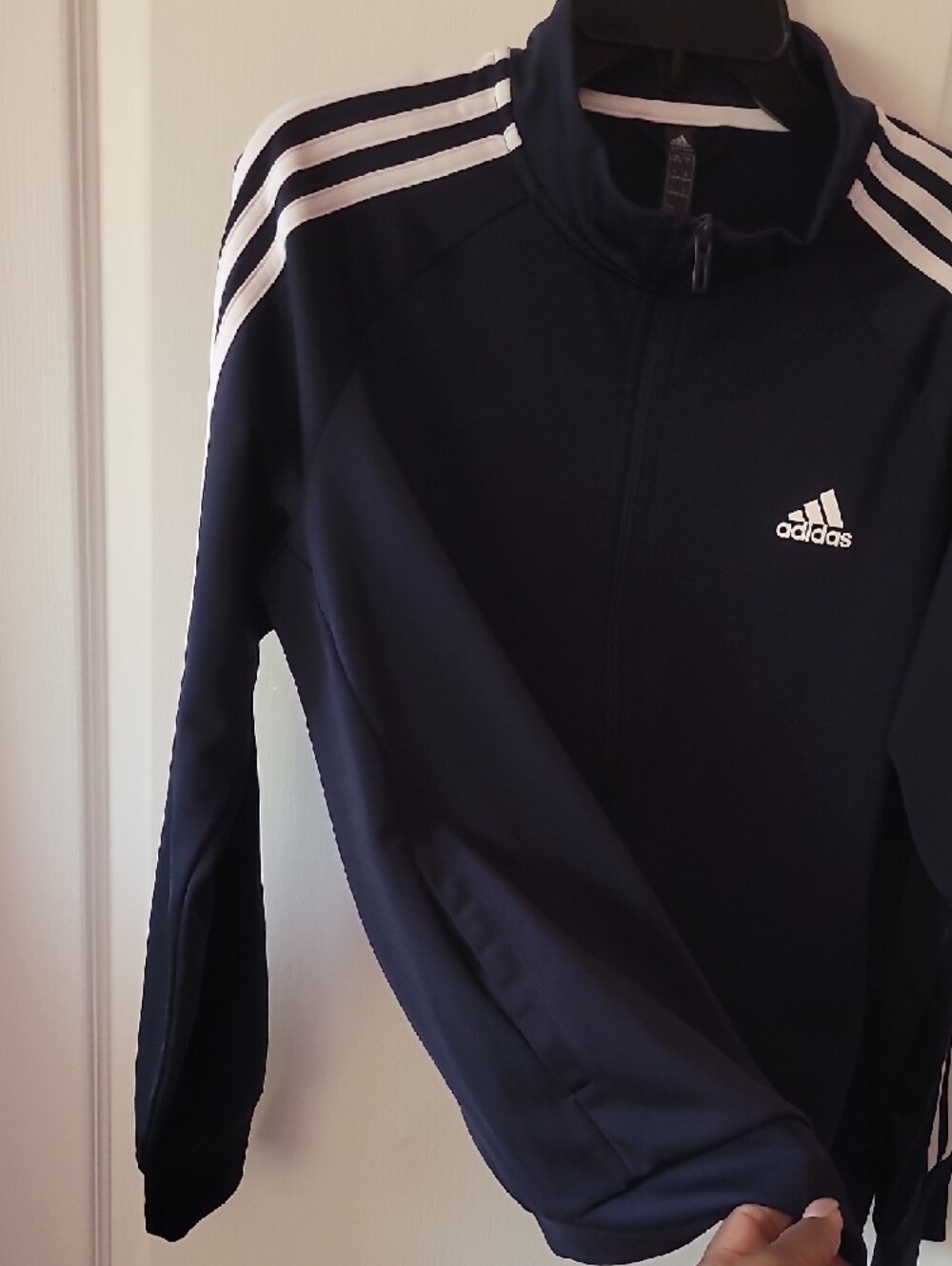 adidas Navy Track Jacket with White Stripes - Picture 3 of 7